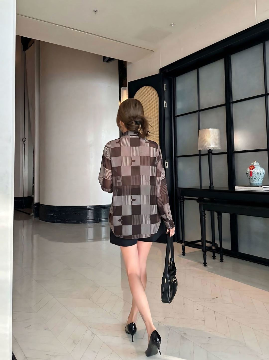 26ss Checkered print loose-fitting sun-protective shirt