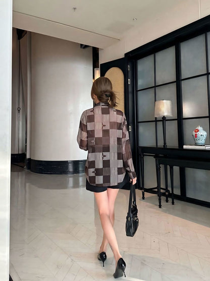 26ss Checkered print loose-fitting sun-protective shirt