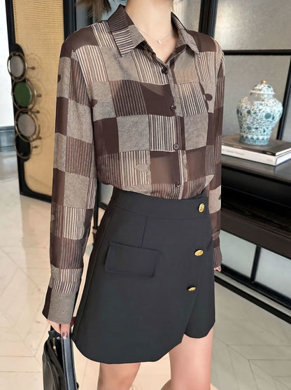 26ss Checkered print loose-fitting sun-protective shirt