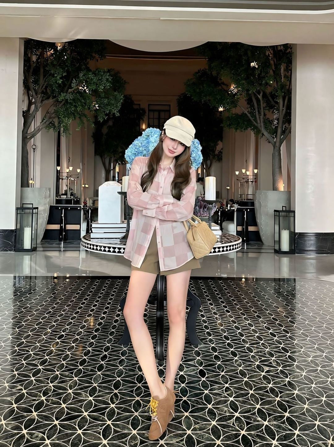 26ss Checkered print loose-fitting sun-protective shirt