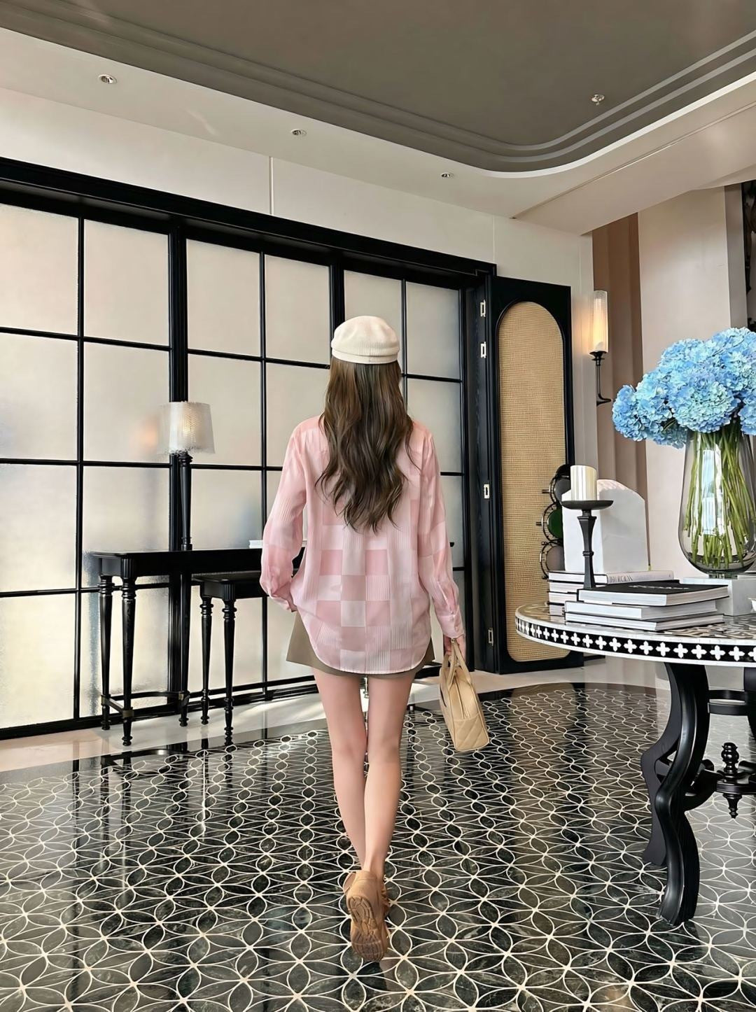 26ss Checkered print loose-fitting sun-protective shirt