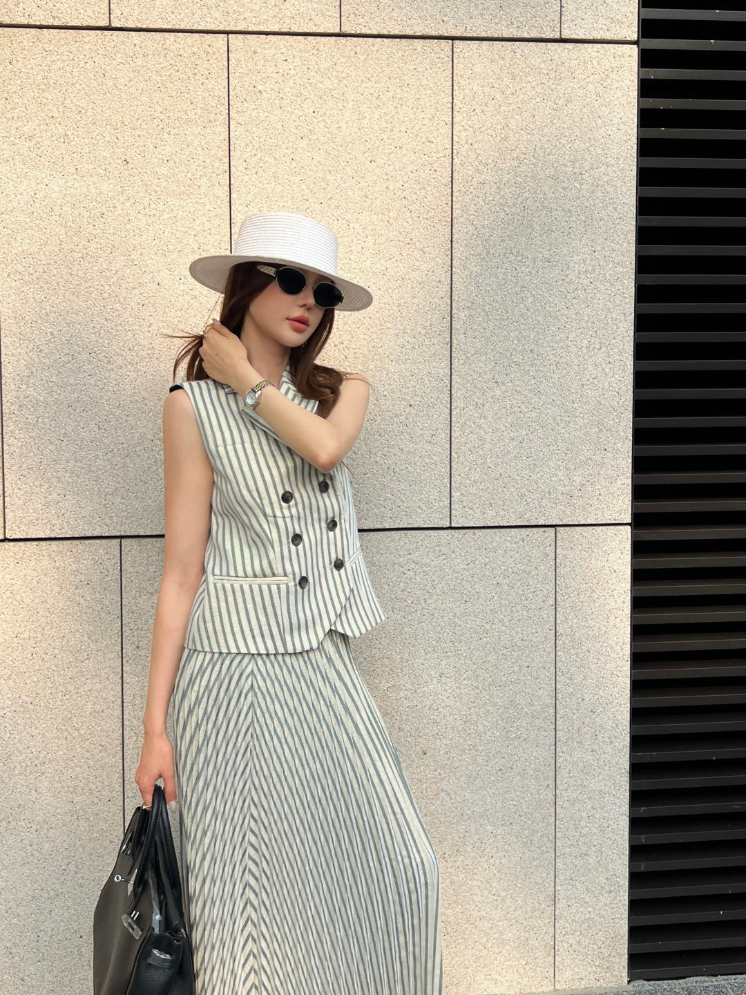 26ss Double-breasted vest/pleated skirt