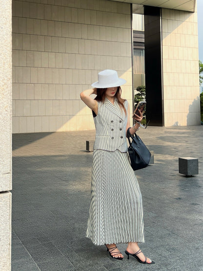 26ss Double-breasted vest/pleated skirt
