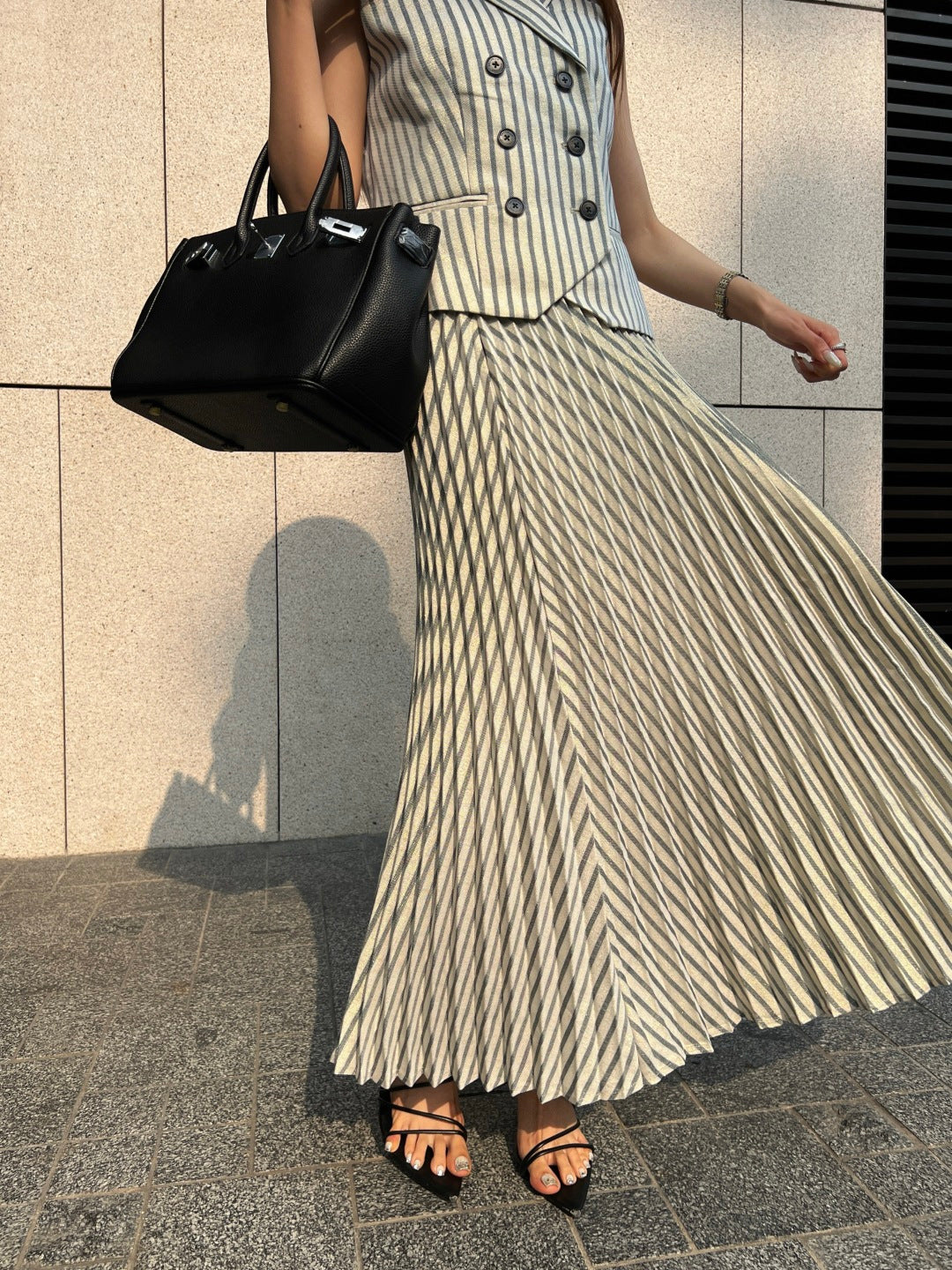 26ss Double-breasted vest/pleated skirt