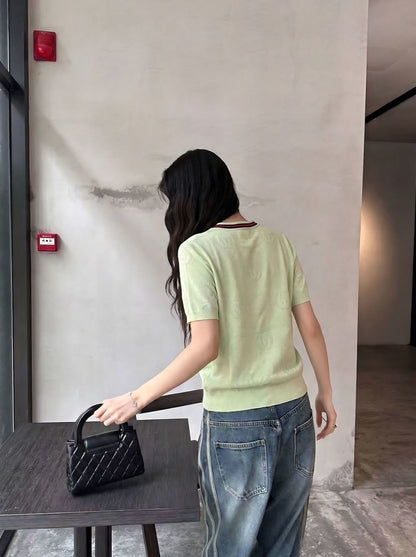 26ss Jacquard pattern crew neck sweater