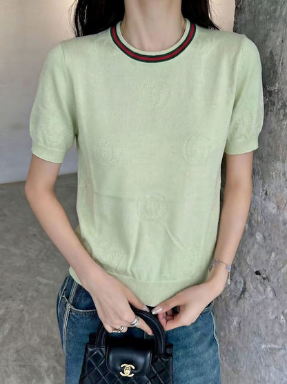 26ss Jacquard pattern crew neck sweater
