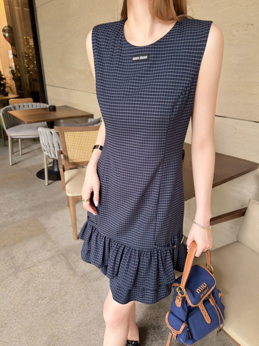 26ss Plaid sleeveless dress