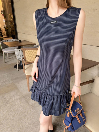 26ss Plaid sleeveless dress