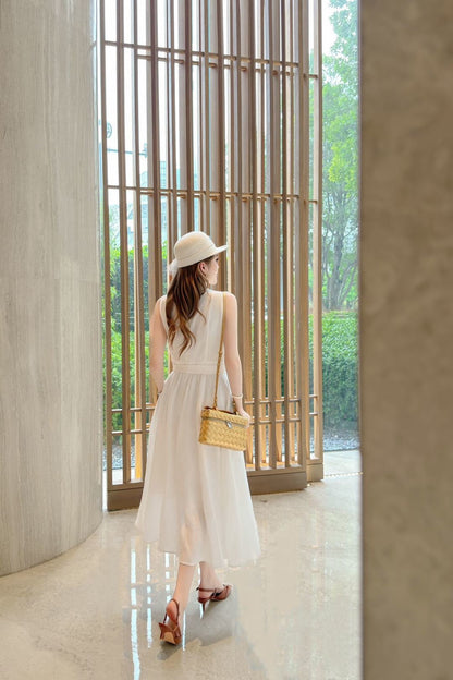 26ss V-shaped dress with metal belt