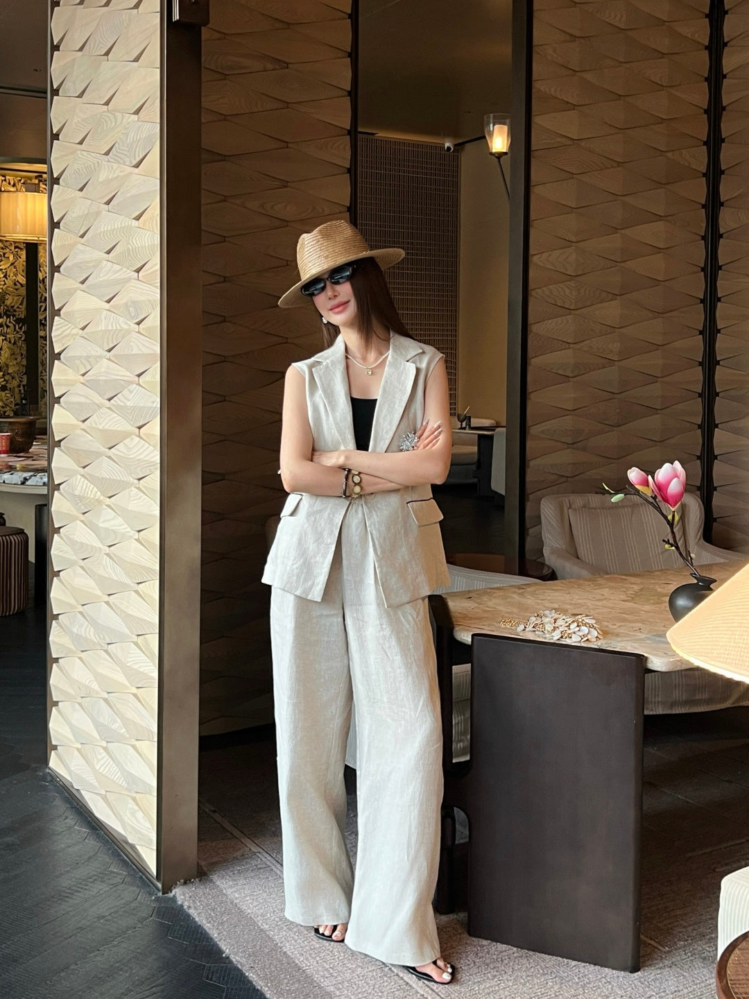 26ss Double-pocket lapel vest/trousers