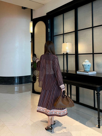 26ss Monogram Print Shirt/Elastic Waist Skirt