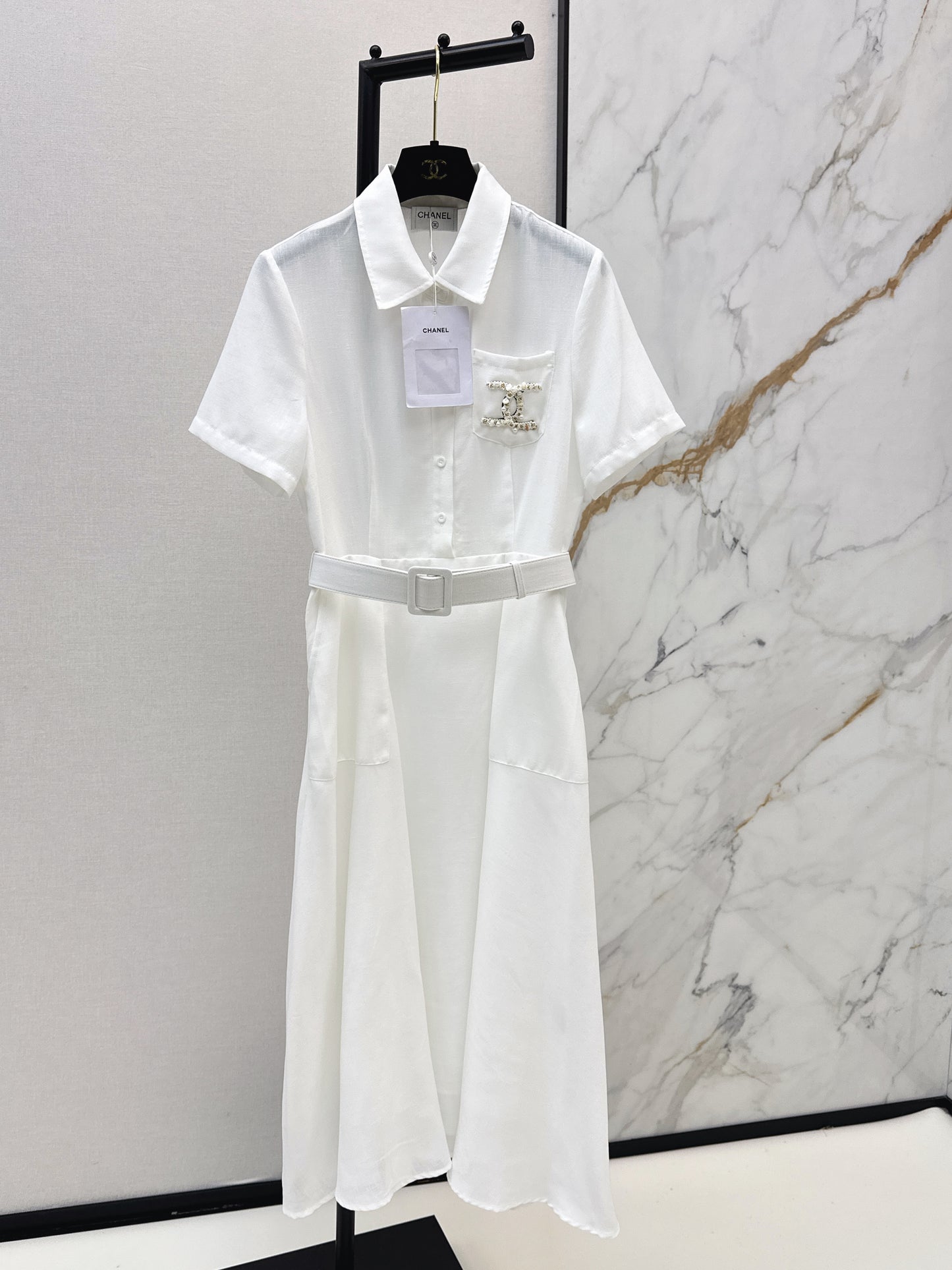 26ss Pocket Beaded Embellished Dress