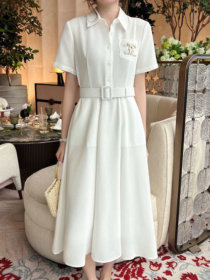 26ss Pocket Beaded Embellished Dress