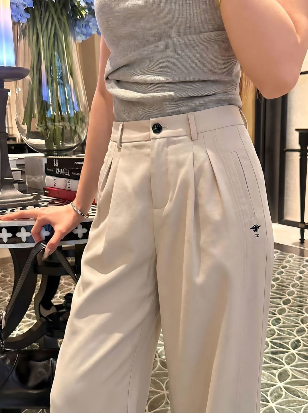 26ss Embroidered Straight-Leg Pants