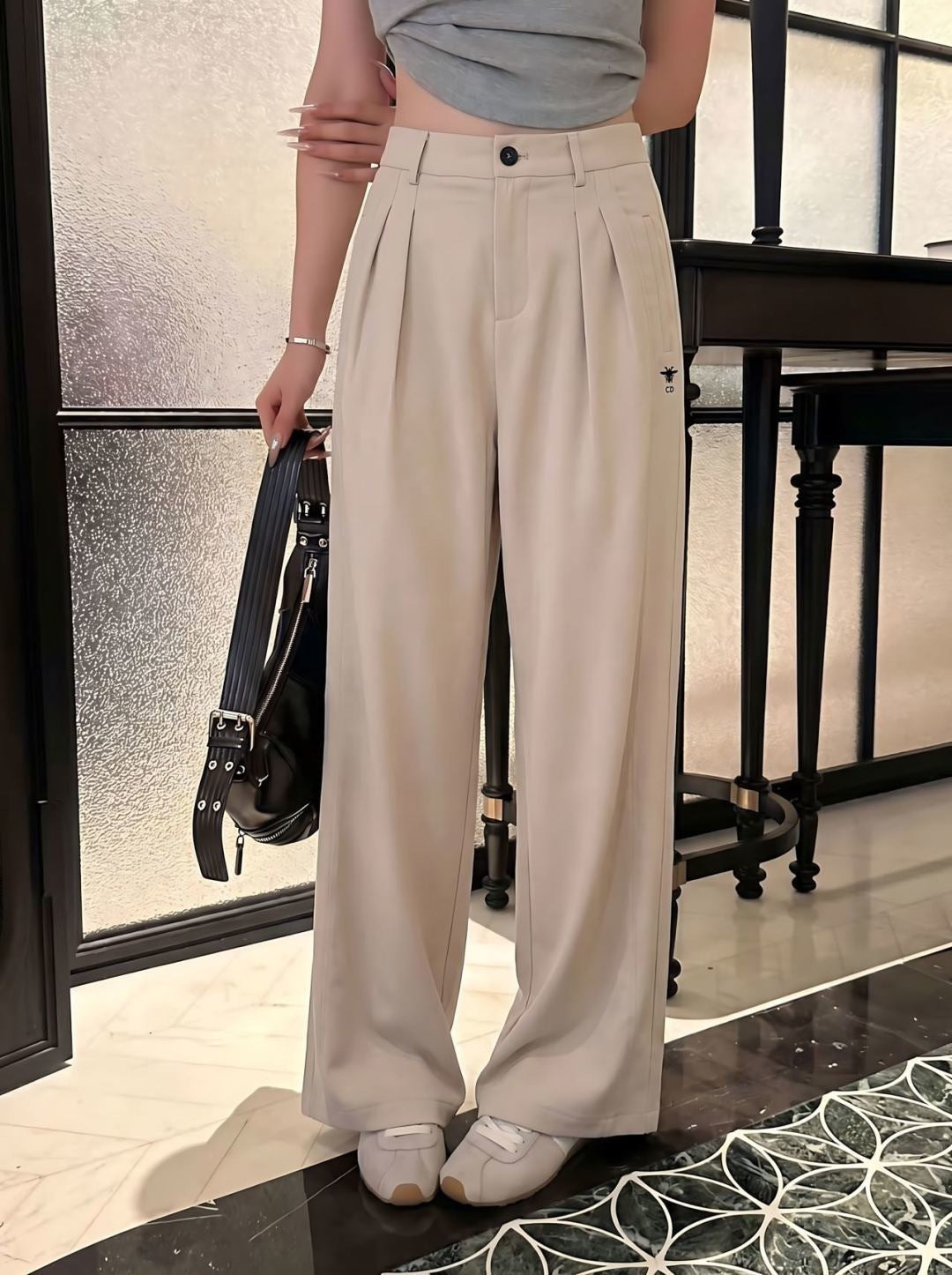 26ss Embroidered Straight-Leg Pants