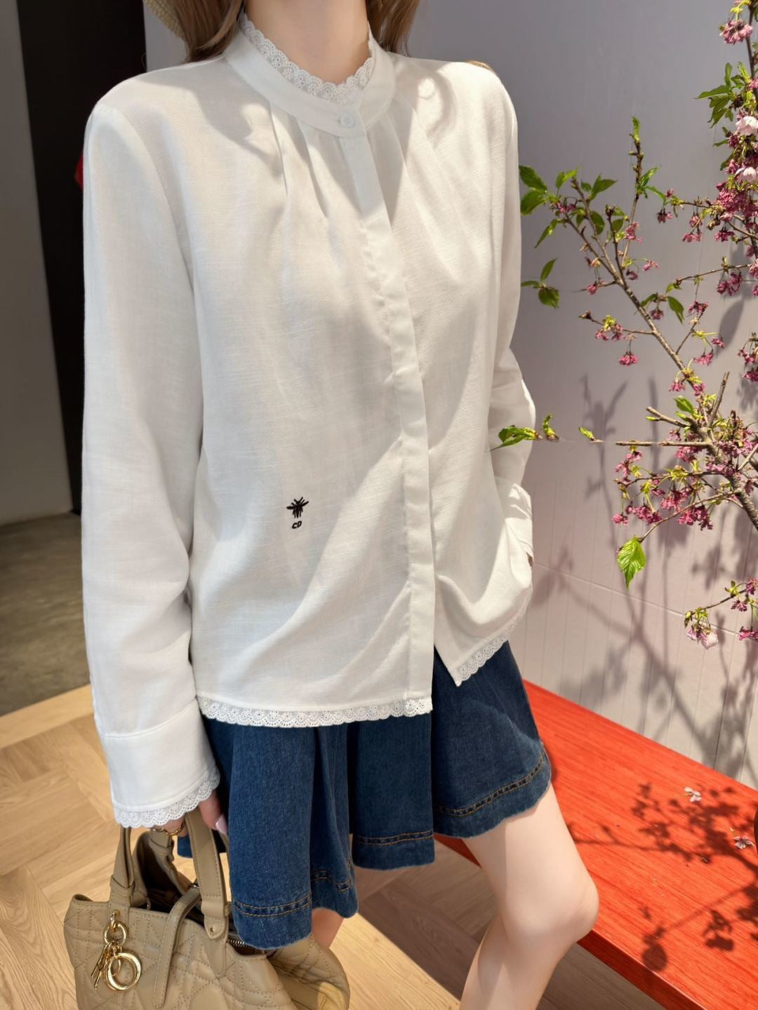 26ss Embroidered Decorative Stand Collar Shirt