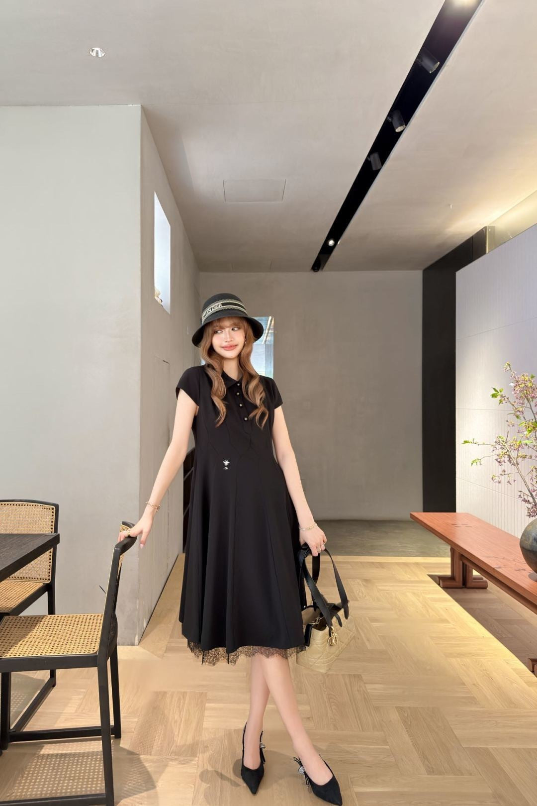 26ss Spliced Lace Dress