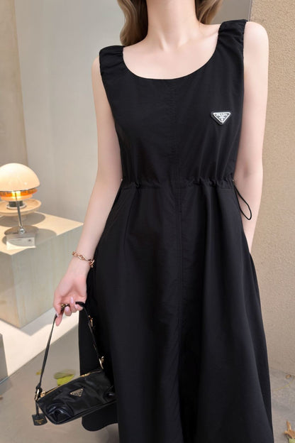 26ss Triangle Logo Decorative Nylon Dress