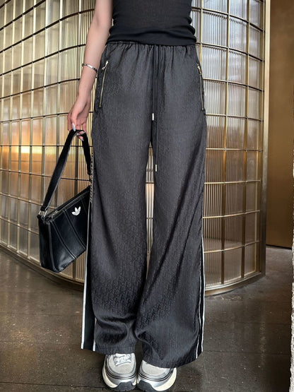 26ss Jacquard elastic waist straight pants