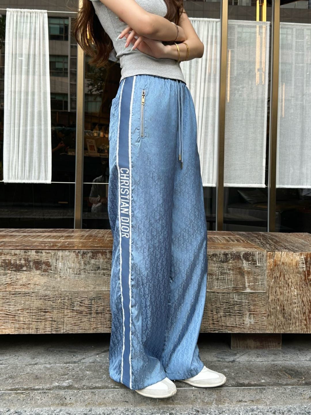 26ss Jacquard elastic waist straight pants