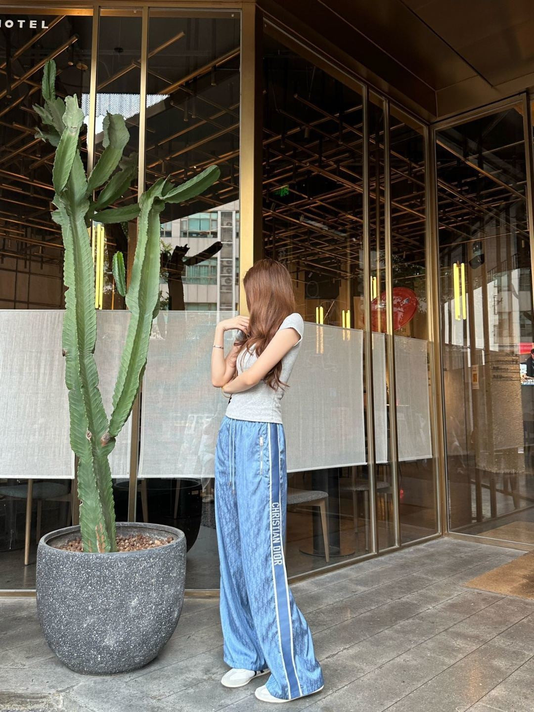 26ss Jacquard elastic waist straight pants