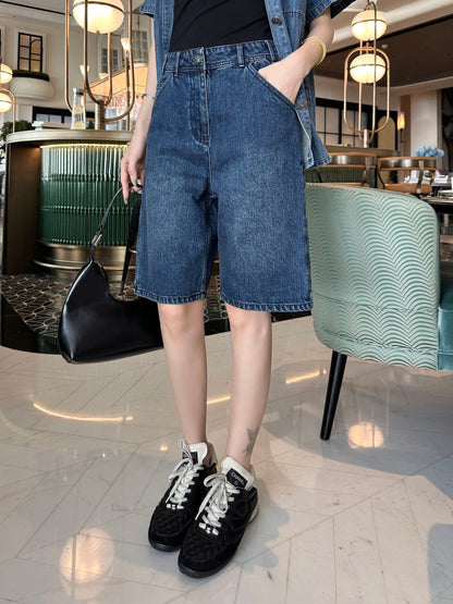 26ss Backpack Buckle Straight-Leg Denim Mid-Length Shorts