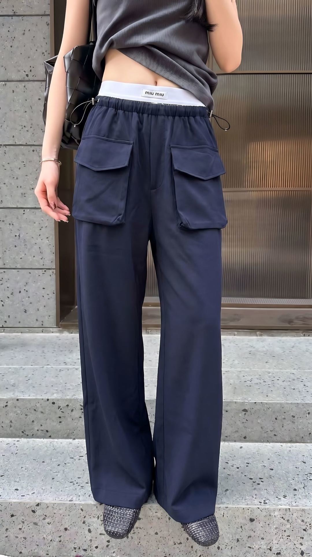 26ss Double-waisted wide-leg cargo pants