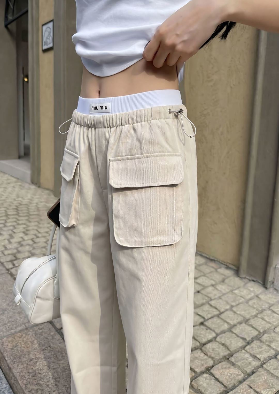 26ss Double-waisted wide-leg cargo pants