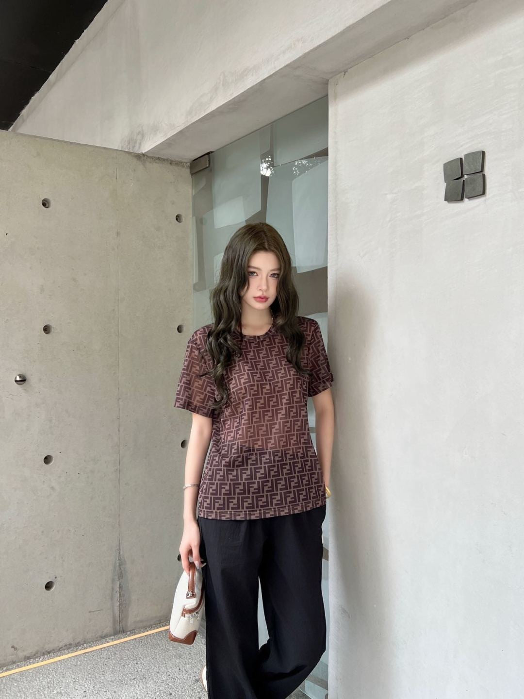 26ss Monogram Mesh Short-Sleeve Top
