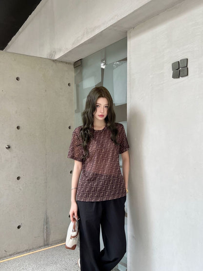 26ss Monogram Mesh Short-Sleeve Top