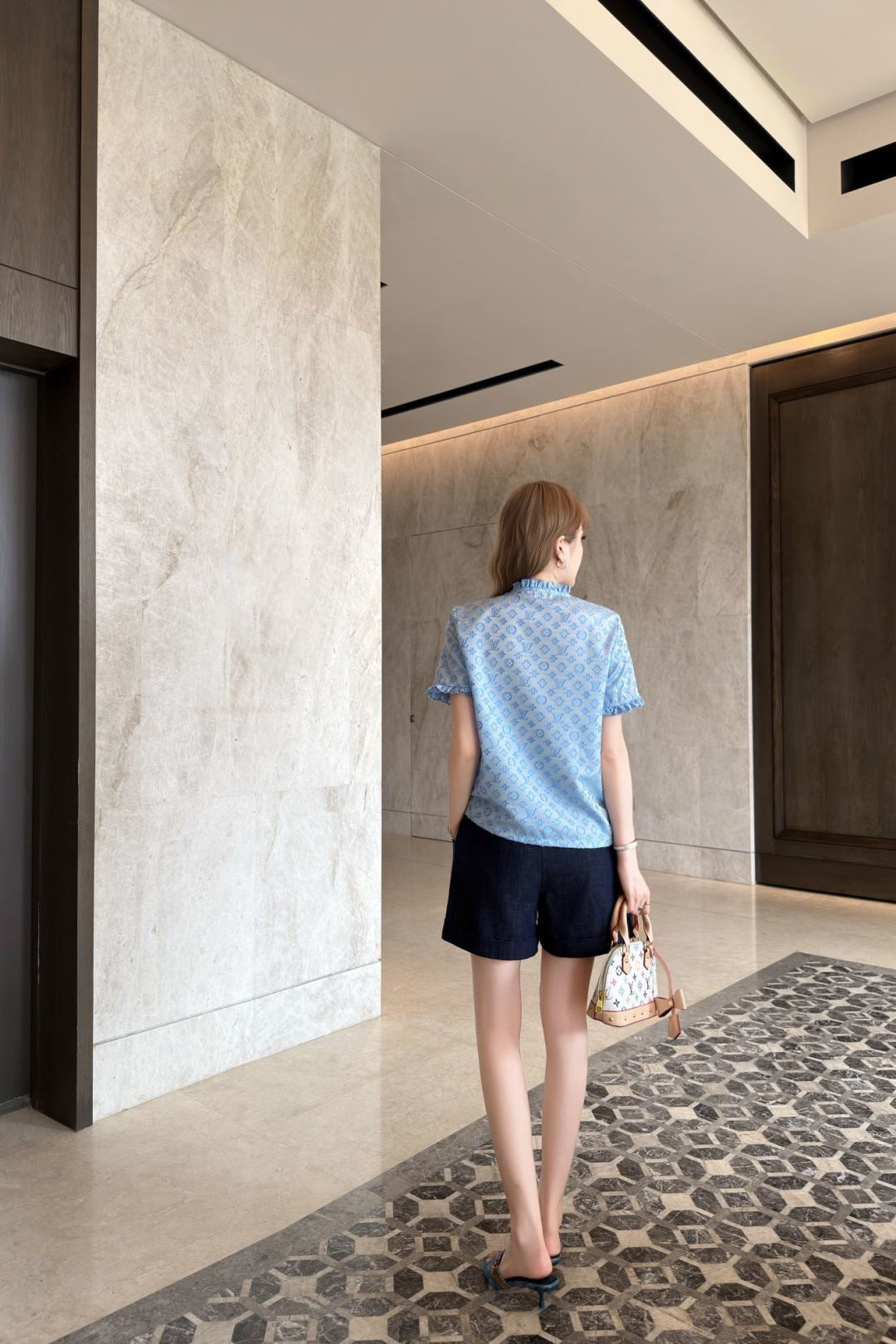 26ss Jacquard Stand Collar Top