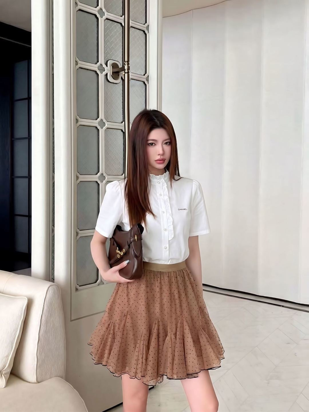 26ss Ruffle Trim Short-Sleeve Shirt