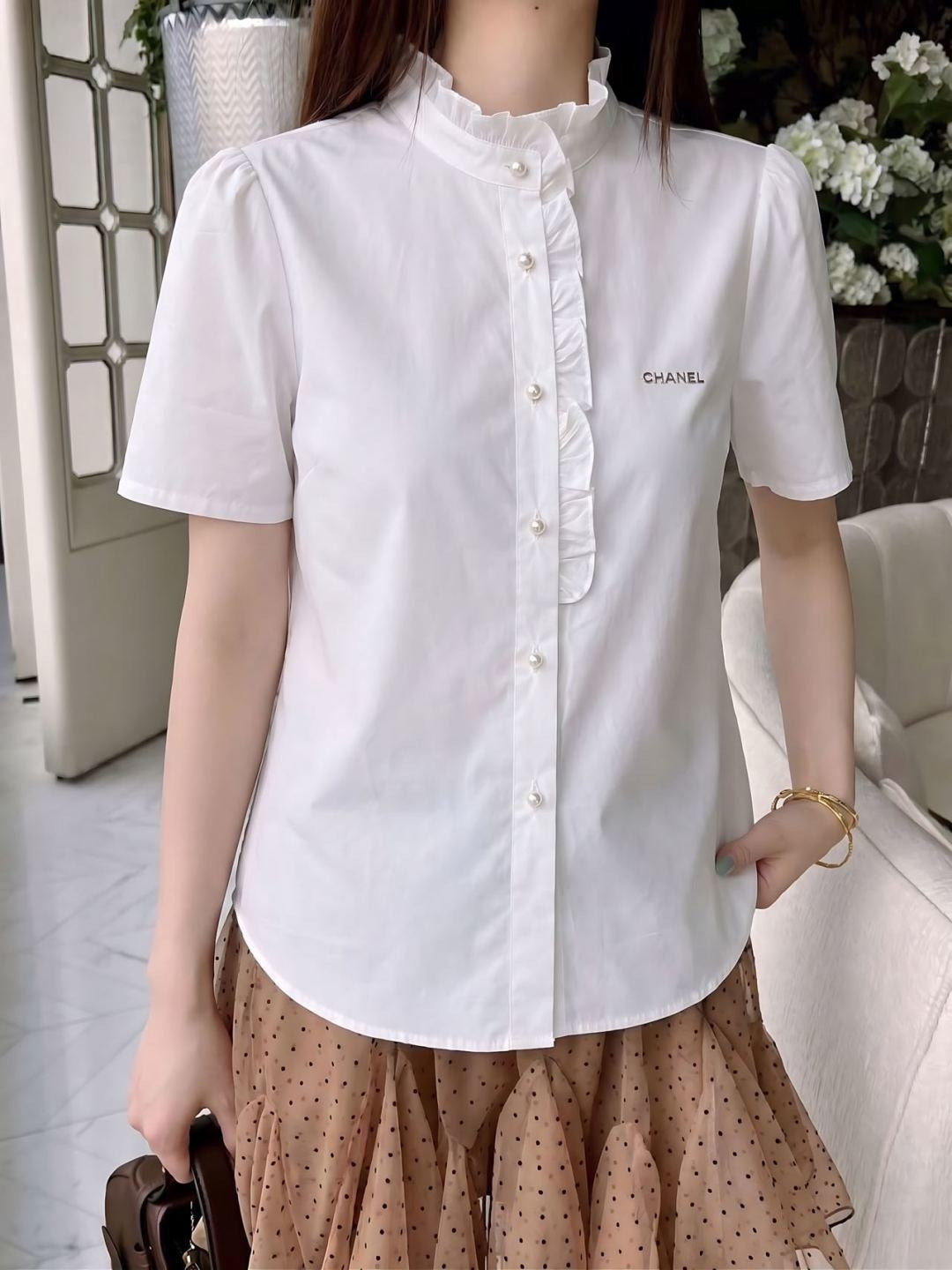 26ss Ruffle Trim Short-Sleeve Shirt