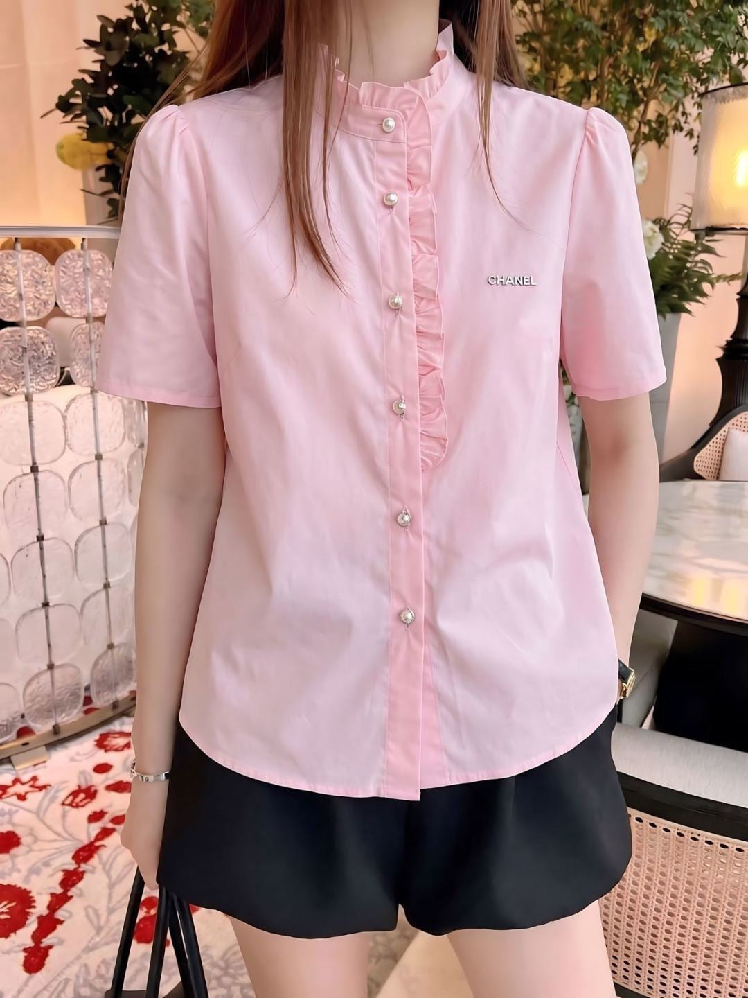 26ss Ruffle Trim Short-Sleeve Shirt