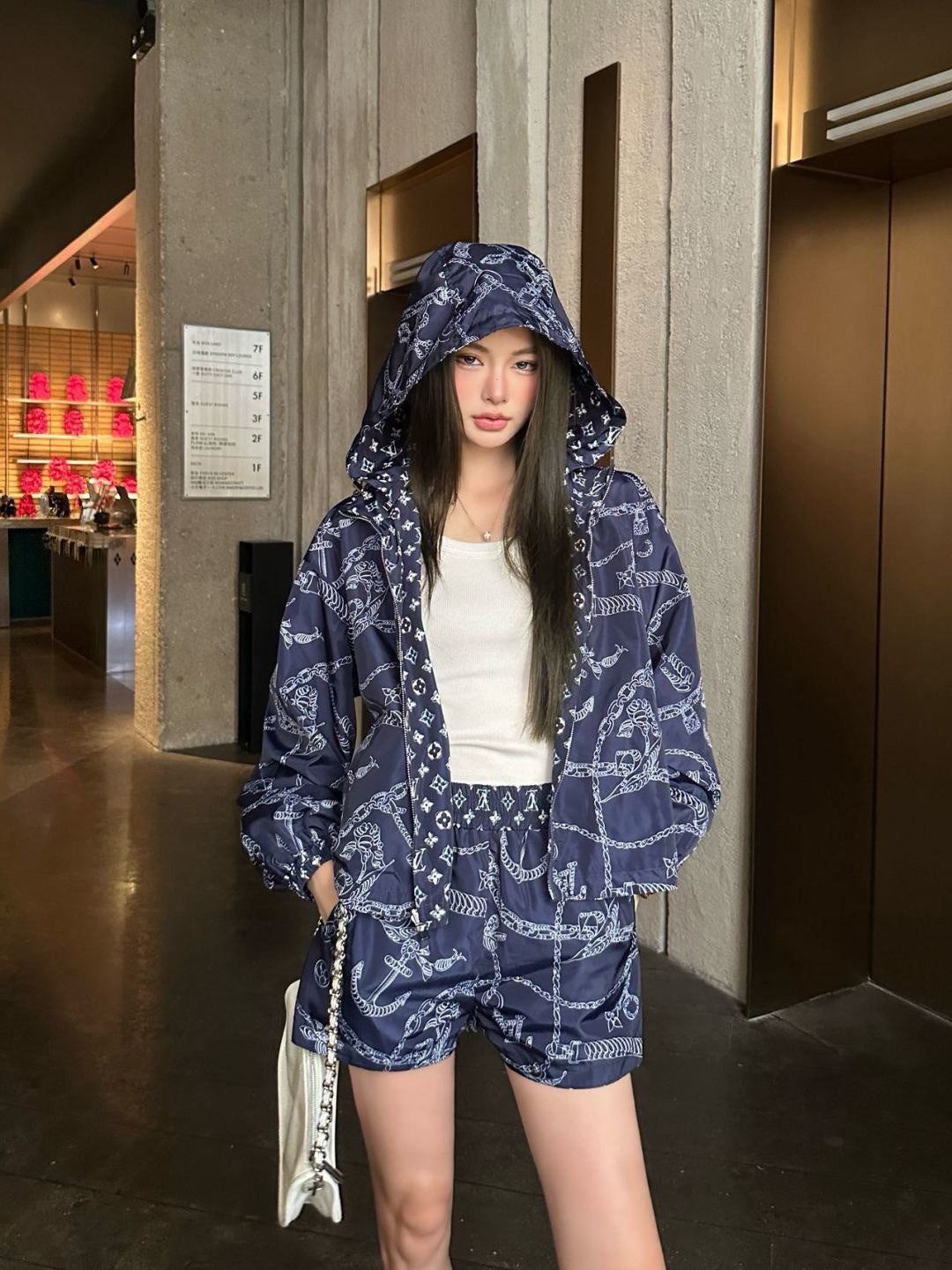 26ss Reversible Hoodie Jacket with Elastic Waist Shorts