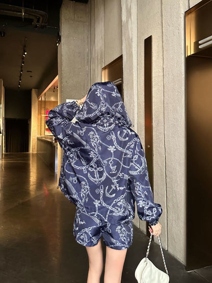 26ss Reversible Hoodie Jacket with Elastic Waist Shorts