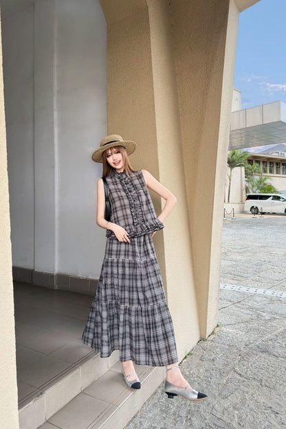 26ss Age-reducing Mu-style Outfit Plaid Suit