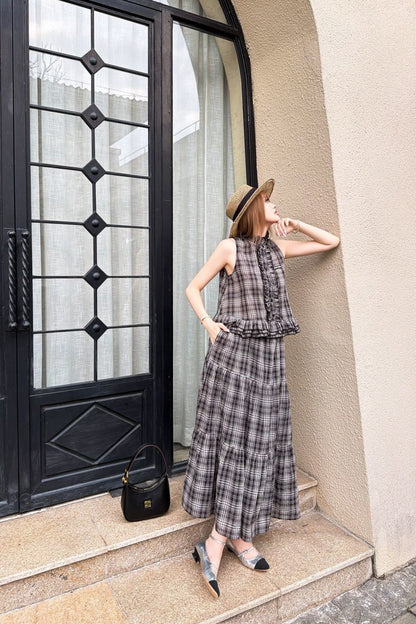 26ss Age-reducing Mu-style Outfit Plaid Suit