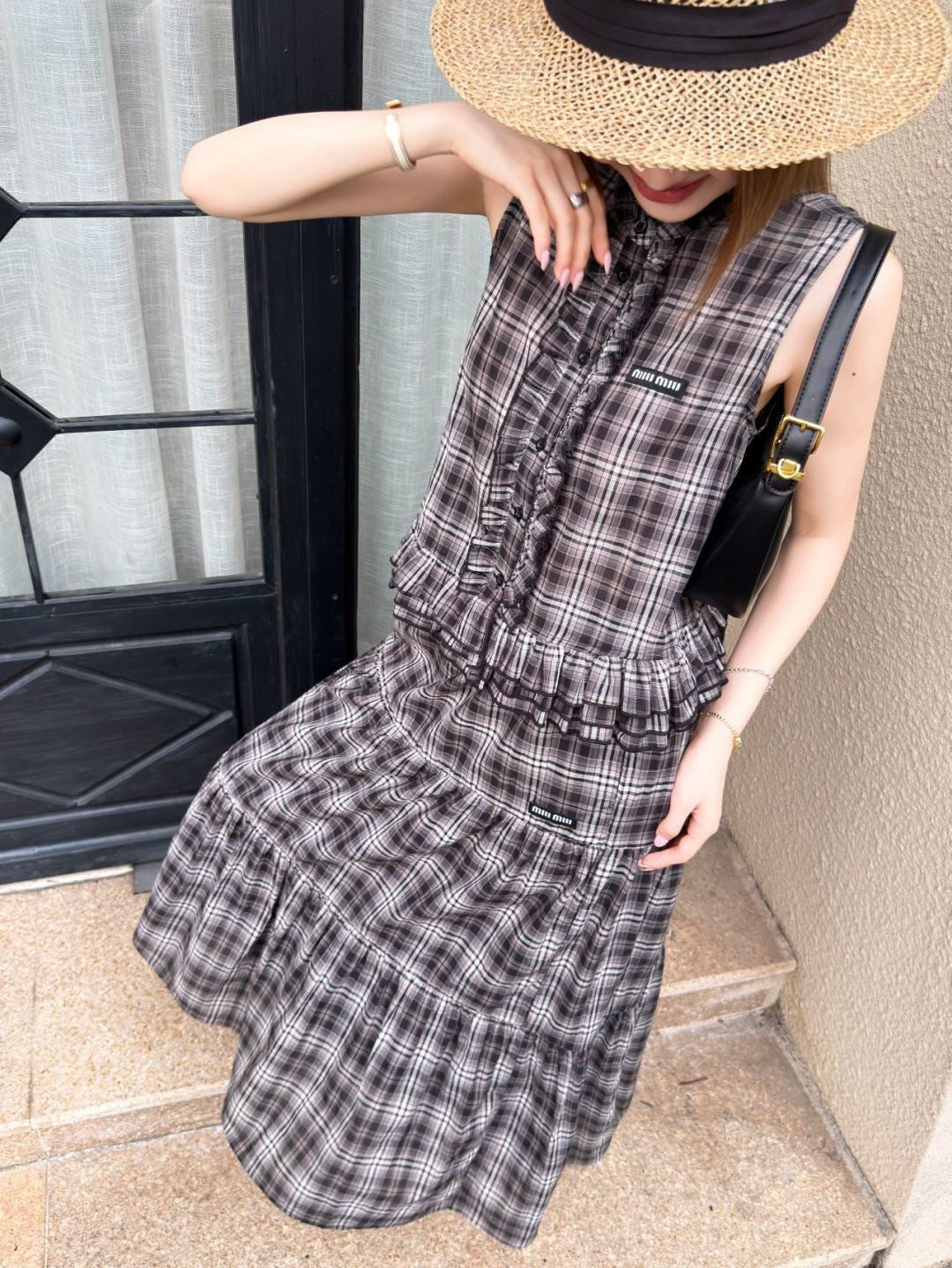 26ss Age-reducing Mu-style Outfit Plaid Suit