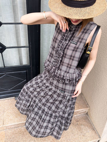 26ss Age-reducing Mu-style Outfit Plaid Suit