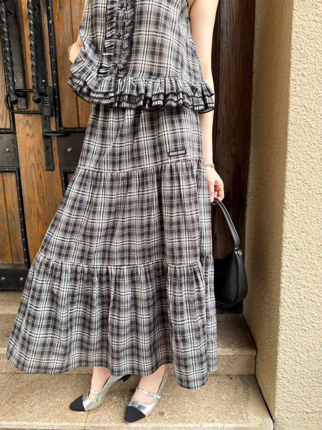 26ss Age-reducing Mu-style Outfit Plaid Suit