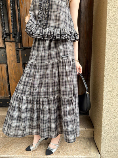 26ss Age-reducing Mu-style Outfit Plaid Suit