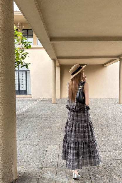 26ss Age-reducing Mu-style Outfit Plaid Suit