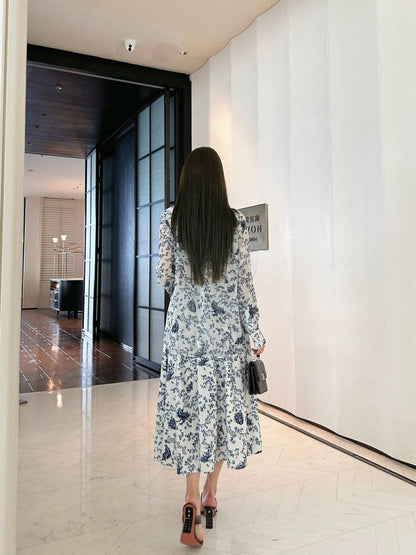 26ss Floral-Print  Flared Skirt