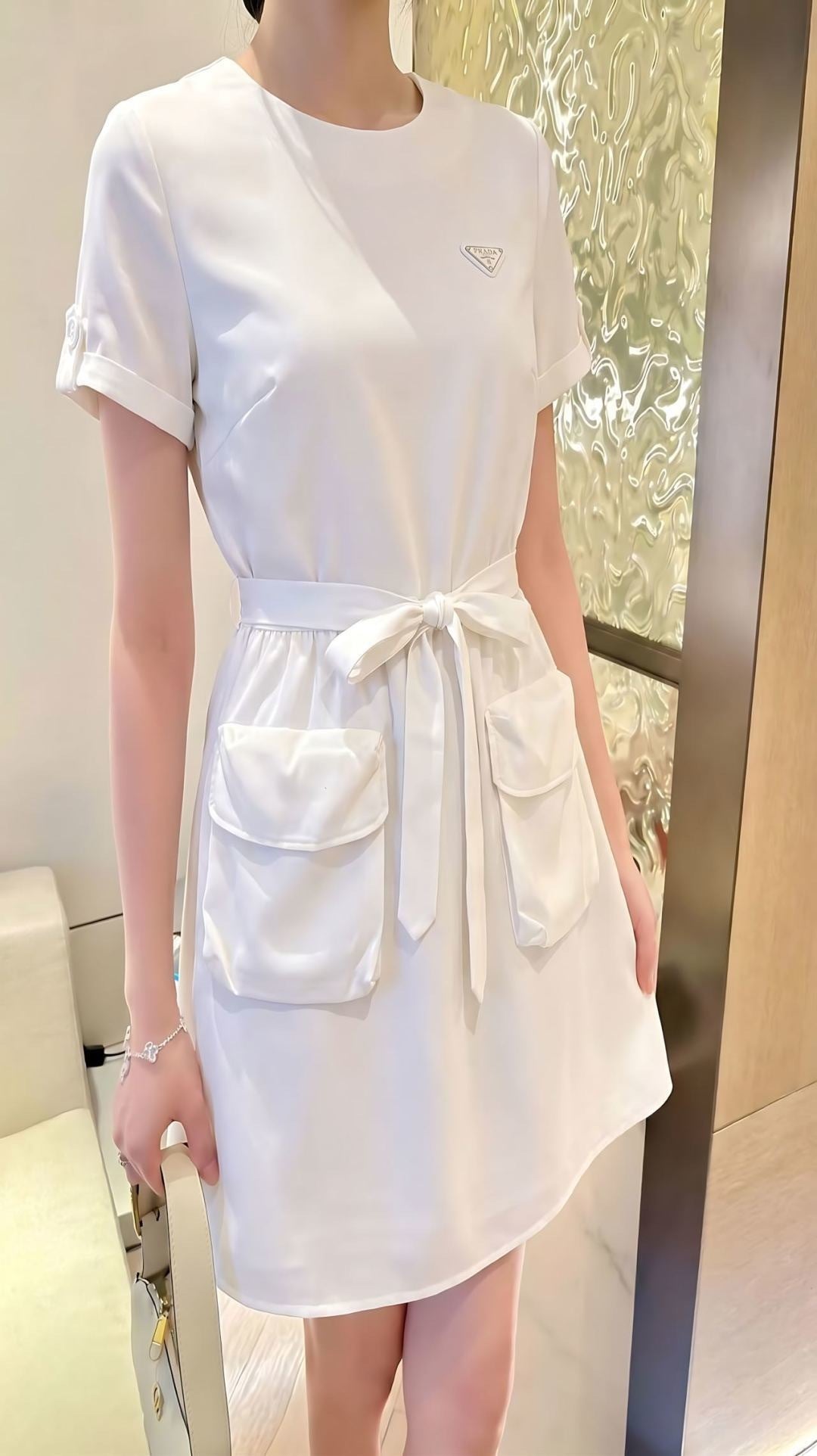 26ss Cinched Waist Tie Dress