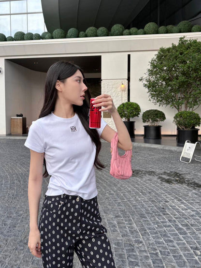 26ss Embroidered Pattern Slim Fit T-Shirt
