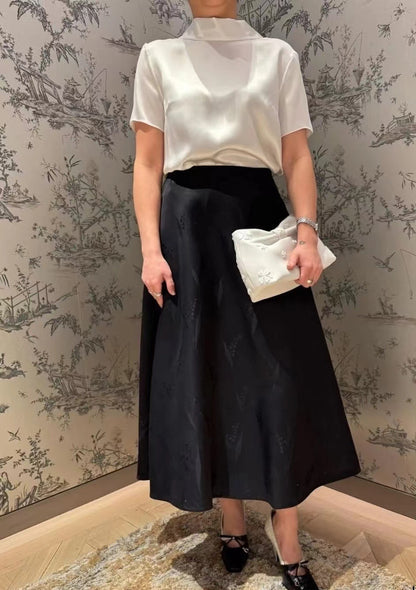 26ss Lily of the Valley Jacquard A-Line Flared Midi Skirt