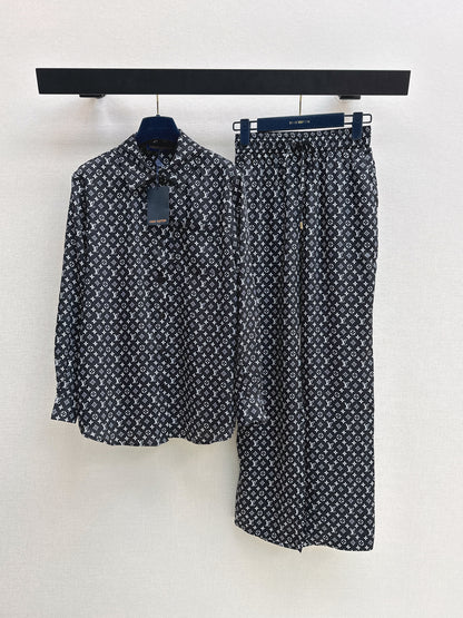 26ss Monogram Pattern Long-Sleeve Shirt / Straight-Leg Pants