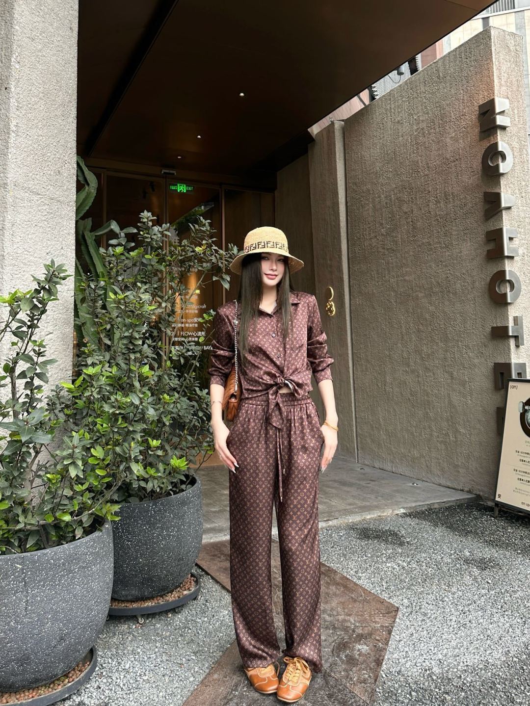 26ss Monogram Pattern Long-Sleeve Shirt / Straight-Leg Pants
