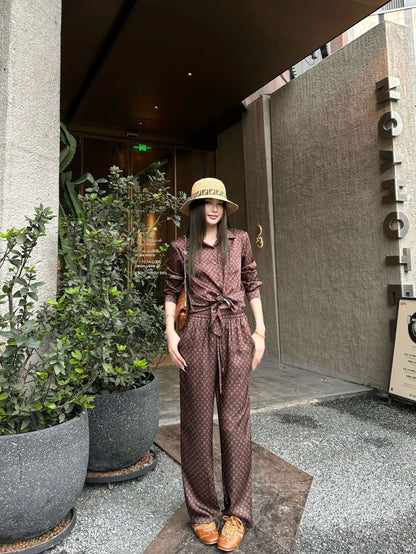 26ss Monogram Pattern Long-Sleeve Shirt / Straight-Leg Pants